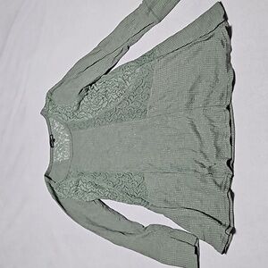 Sage green lacy knit blouse